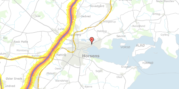 Trafikstøjkort på Chr M Østergaards Vej 1D, 2. th, 8700 Horsens