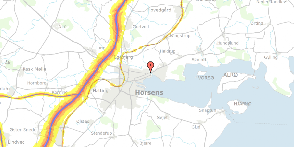 Trafikstøjkort på Chr M Østergaards Vej 1E, 2. th, 8700 Horsens