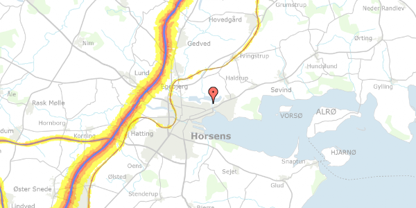 Trafikstøjkort på Chr M Østergaards Vej 35, 8700 Horsens