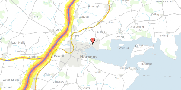 Trafikstøjkort på Clarasvej 4, 8700 Horsens