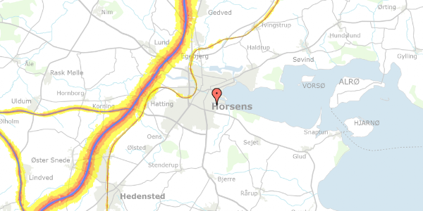 Trafikstøjkort på Dagnæsparken 47, 8700 Horsens