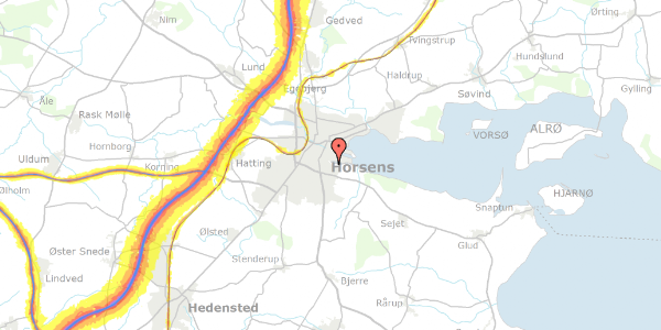 Trafikstøjkort på Dagnæsparken 52, 8700 Horsens