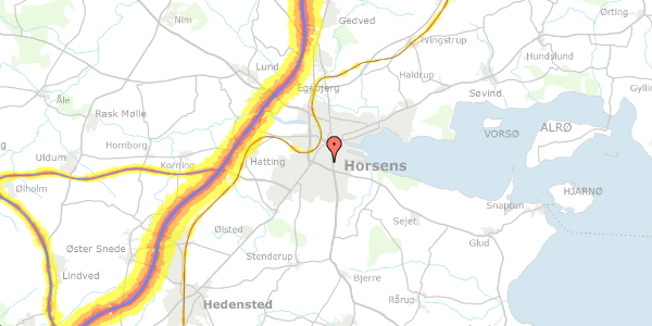 Trafikstøjkort på Darlingsvej 16, 8700 Horsens