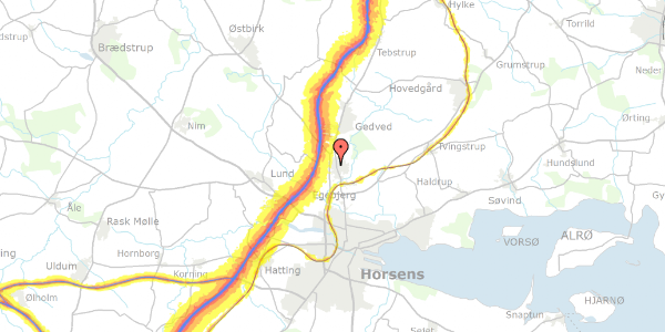 Trafikstøjkort på Egesholm 44, 8700 Horsens