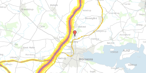 Trafikstøjkort på Egevej 2, 8700 Horsens