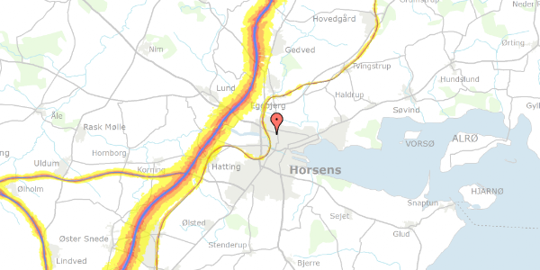 Trafikstøjkort på Emil Møllers Gade 91, 8700 Horsens