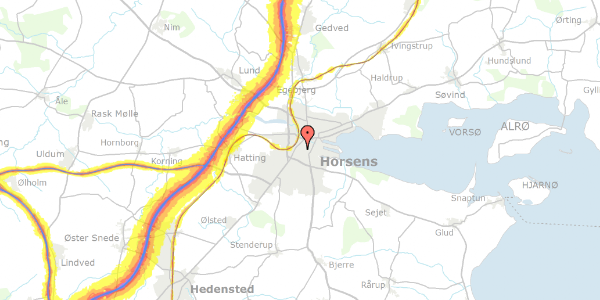 Trafikstøjkort på Enghavevej 9, 8700 Horsens