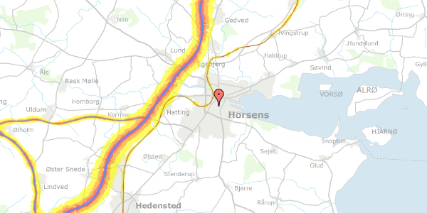 Trafikstøjkort på Enghavevej 10, 8700 Horsens