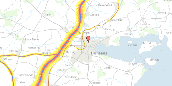 Trafikstøjkort på Fabrikvej 10D, 1. th, 8700 Horsens