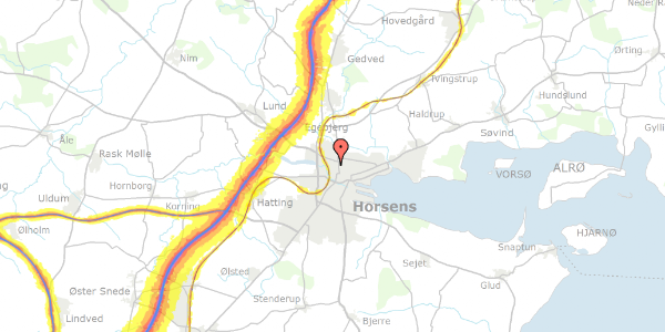 Trafikstøjkort på Fabrikvej 18, 2. th, 8700 Horsens