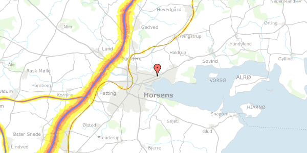 Trafikstøjkort på Fjordglimtsvej 11, 8700 Horsens