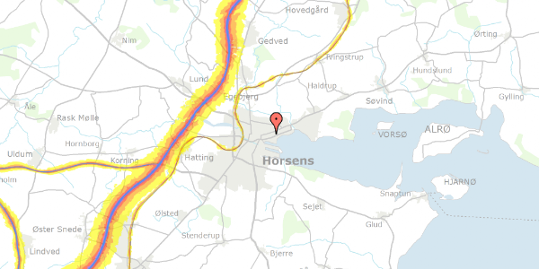 Trafikstøjkort på Fjordsgade 2C, 3. th, 8700 Horsens