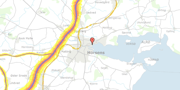 Trafikstøjkort på Fjordsgade 49, 8700 Horsens