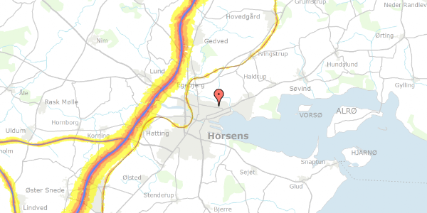 Trafikstøjkort på Flintebakken 22, 1. th, 8700 Horsens