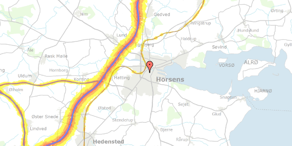 Trafikstøjkort på Frejasgade 24, 1. , 8700 Horsens