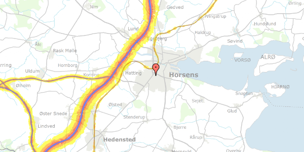 Trafikstøjkort på Friggasvej 12, 8700 Horsens