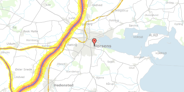 Trafikstøjkort på Frivangsalle 35, 8700 Horsens