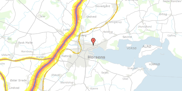 Trafikstøjkort på Frydsvej 51, 8700 Horsens