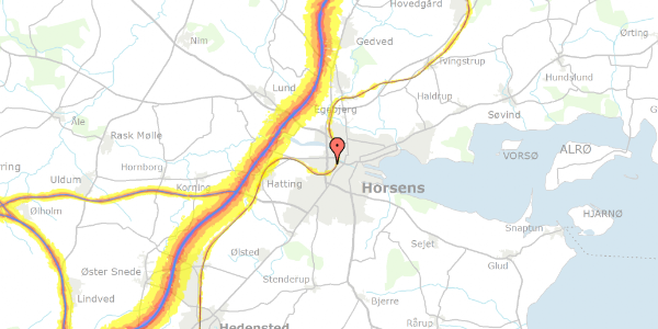 Trafikstøjkort på Fuglevangsvej 34, 8700 Horsens