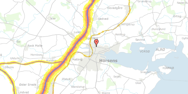 Trafikstøjkort på Fussingsvej 37, 8700 Horsens