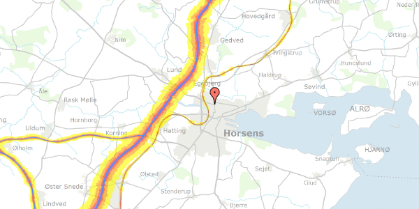 Trafikstøjkort på Fælledvej 22, 8700 Horsens