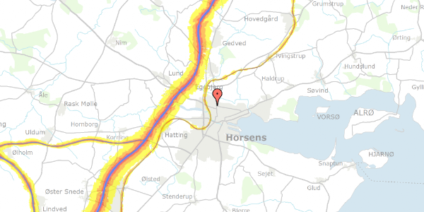 Trafikstøjkort på Fælledvej 62, 8700 Horsens