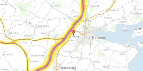 Trafikstøjkort på Gedhøjen 4, 8700 Horsens