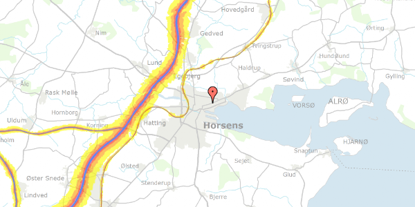 Trafikstøjkort på Geneesgade 14, 8700 Horsens