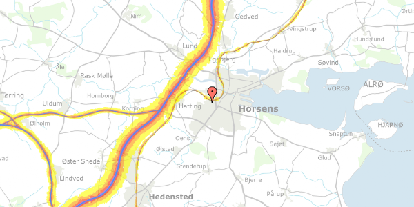 Trafikstøjkort på Gravengårdsvej 1A, st. 2, 8700 Horsens