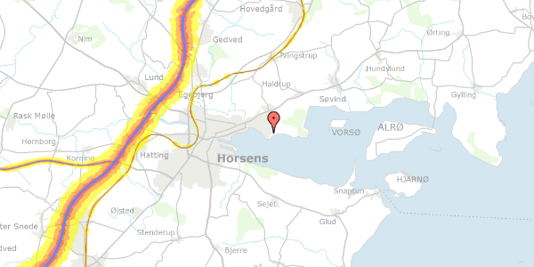 Trafikstøjkort på Grønningen 12, 8700 Horsens