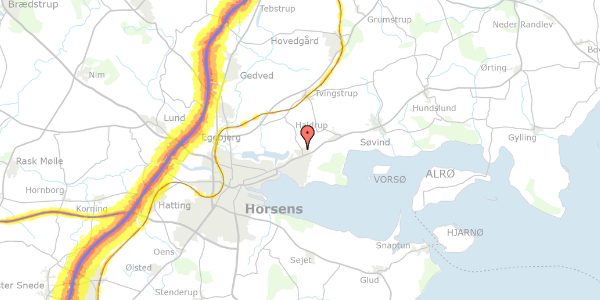 Trafikstøjkort på Gyldenløvesvej 12, 8700 Horsens