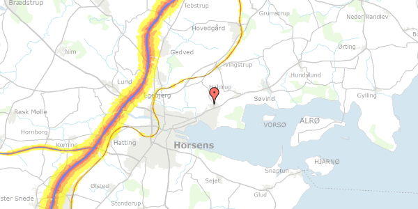 Trafikstøjkort på Gyldenløvesvej 25, 8700 Horsens