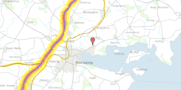 Trafikstøjkort på Gyldenløvesvej 40, 8700 Horsens