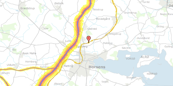 Trafikstøjkort på Hanstedvej 55, 8700 Horsens