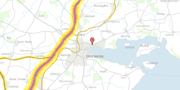 Trafikstøjkort på Hasselvej 12, 8700 Horsens