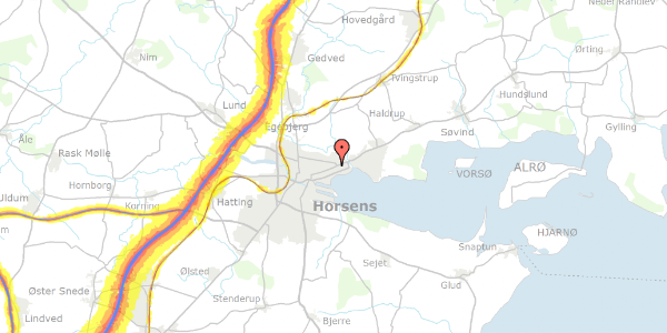 Trafikstøjkort på Haurowitzvej 6, 8700 Horsens