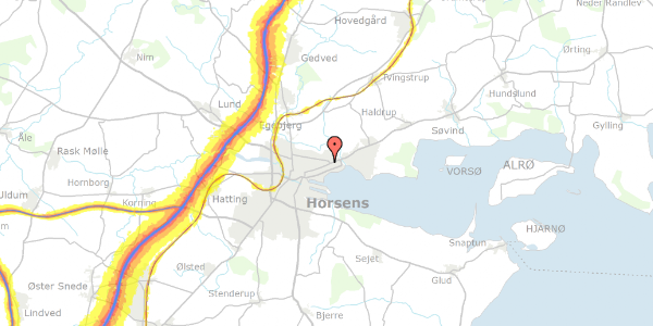 Trafikstøjkort på Haurowitzvej 14B, 8700 Horsens