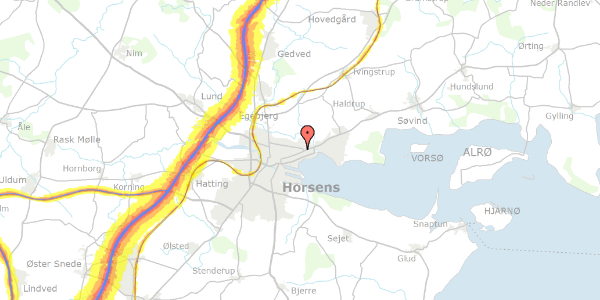 Trafikstøjkort på Haurowitzvej 25, 8700 Horsens