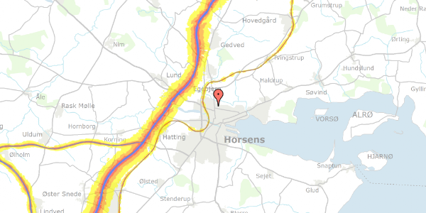 Trafikstøjkort på Hede Nielsens Vej 7, 8700 Horsens