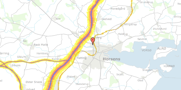 Trafikstøjkort på Holger Danskes Vej 14, 8700 Horsens