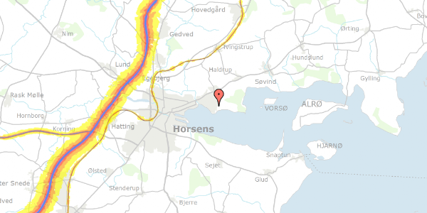 Trafikstøjkort på Hovmarksvej 48, 8700 Horsens