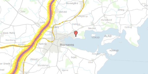 Trafikstøjkort på Hovmarksvej 52, 8700 Horsens