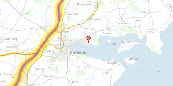 Trafikstøjkort på Hovmarksvej 122, 8700 Horsens