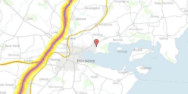 Trafikstøjkort på Husoddevej 10A, 8700 Horsens