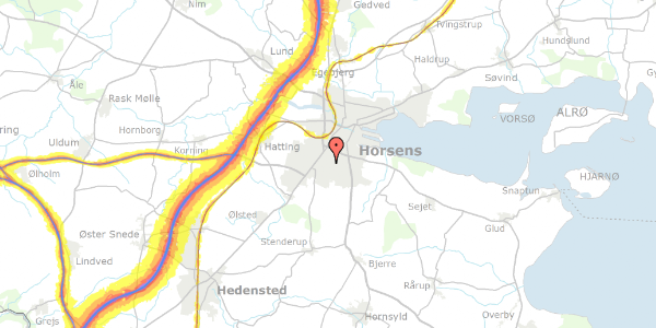 Trafikstøjkort på Hvedevænget 20, 8700 Horsens