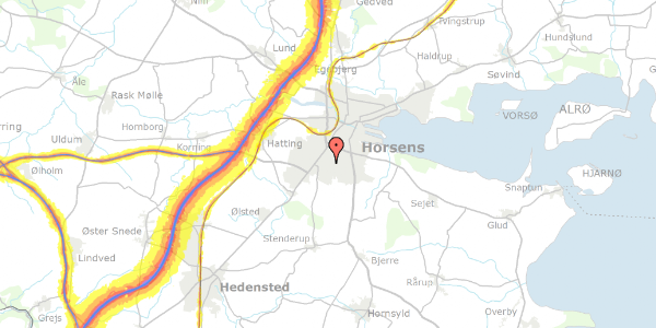 Trafikstøjkort på Hvedevænget 64, 8700 Horsens