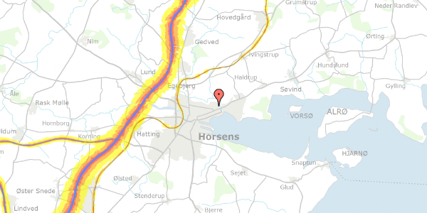 Trafikstøjkort på Hybenvej 31, 2. 267, 8700 Horsens