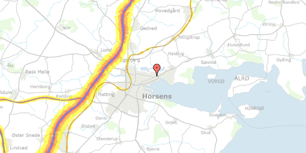 Trafikstøjkort på Hybenvej 63, 1. tv, 8700 Horsens