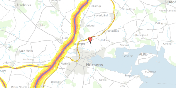 Trafikstøjkort på Højbovej 18, 8700 Horsens