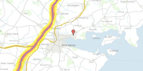 Trafikstøjkort på Højmarksvej 27, 8700 Horsens